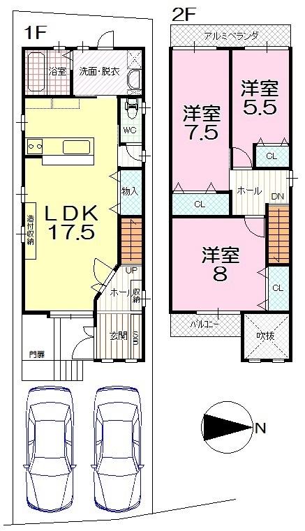 Floor plan. 21.5 million yen, 3LDK, Land area 98.77 sq m , Building area 92.34 sq m
