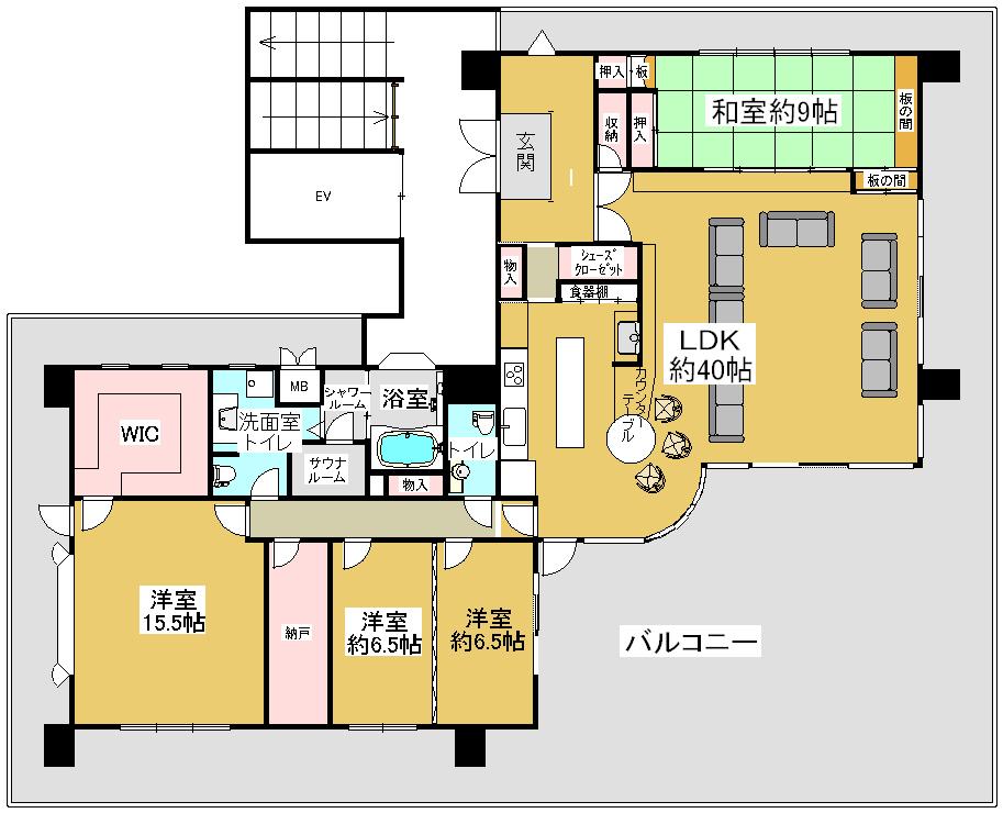Floor plan. 4LDK + S (storeroom), Price 39,800,000 yen, Footprint 196.86 sq m , Balcony area 112.17 sq m