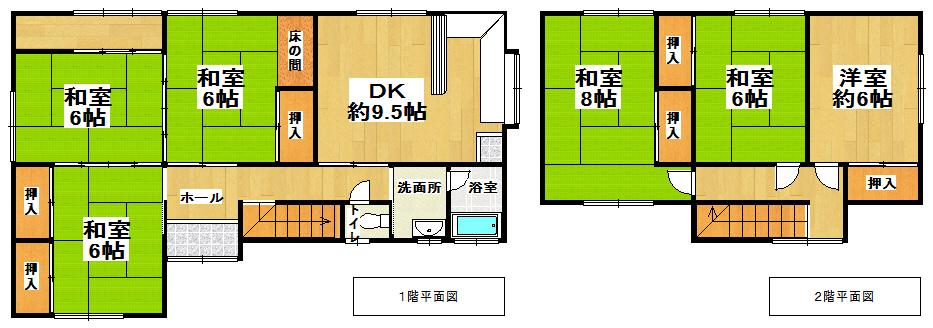 Floor plan. 6.8 million yen, 6DK, Land area 194.78 sq m , Building area 86.29 sq m