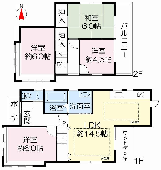 Floor plan. 23,300,000 yen, 4LDK, Land area 100.37 sq m , Building area 76.14 sq m