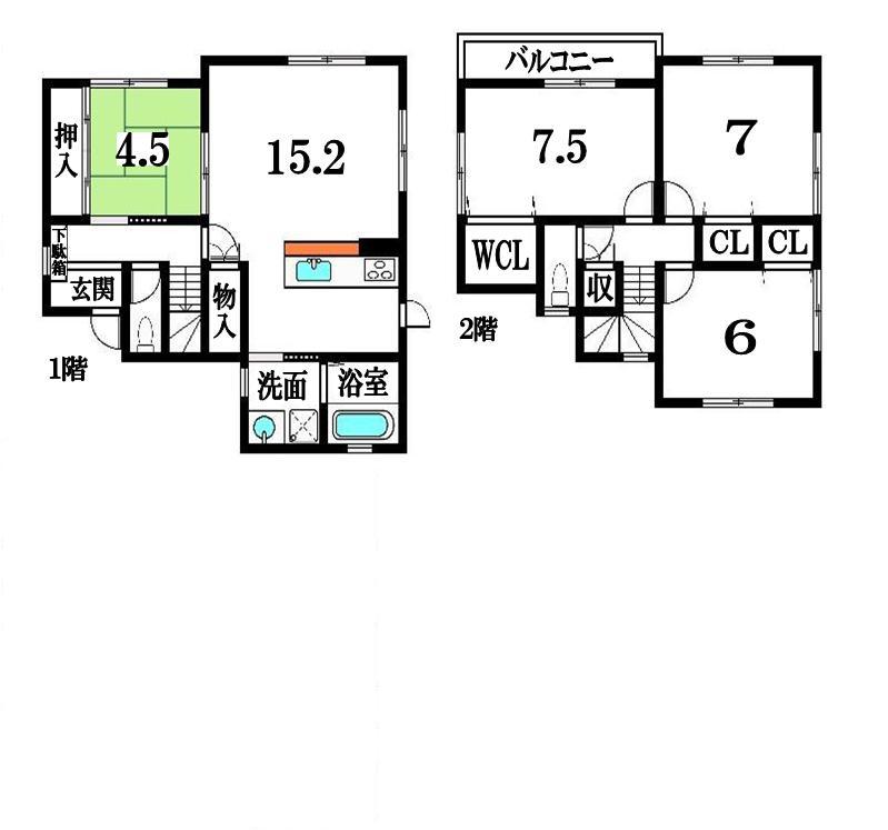 Building plan example (floor plan). Building plan example, Building Price: 14.7 million yen, Building area: 93.96 sq m