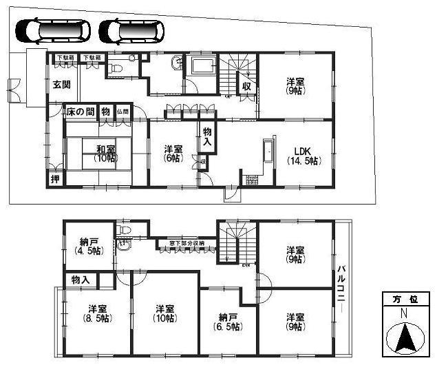 Floor plan. 58,800,000 yen, 7LDK + 2S (storeroom), Land area 231.4 sq m , Building area 215.16 sq m