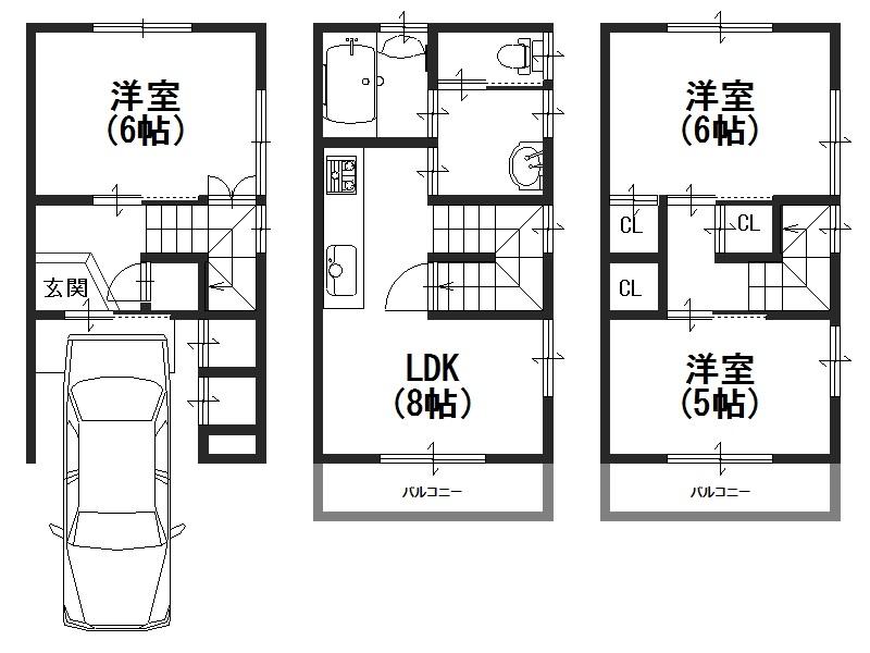 Floor plan. 21,800,000 yen, 3LDK, Land area 41.52 sq m , Building area 74.04 sq m