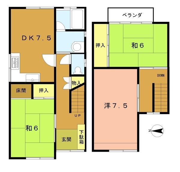 Floor plan. 11.8 million yen, 3DK, Land area 57.89 sq m , Building area 70.39 sq m