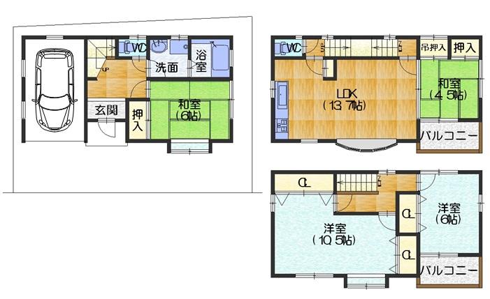 Floor plan. 32,800,000 yen, 4LDK, Land area 70.92 sq m , Building area 105.16 sq m
