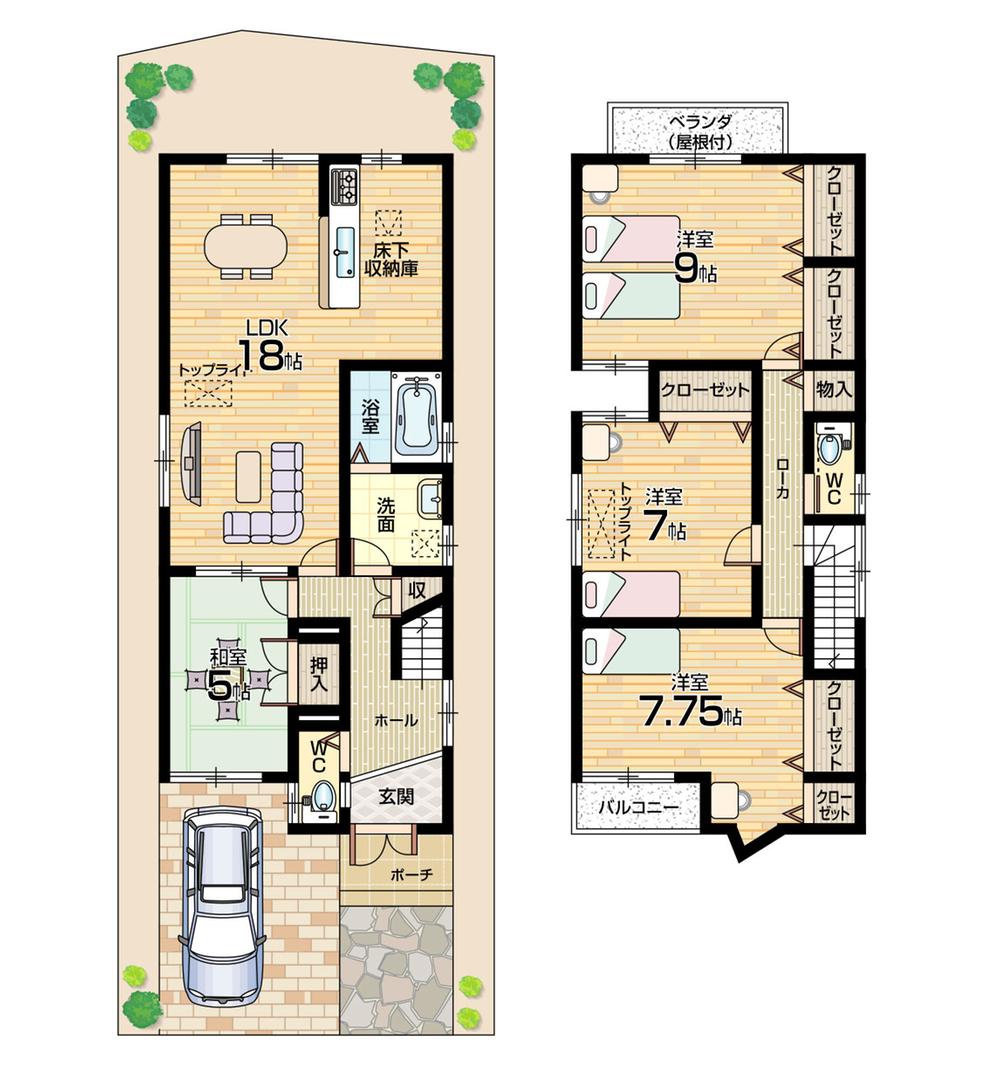 Floor plan. (No. 6 locations), Price 27.6 million yen, 4LDK, Land area 100.15 sq m , Building area 110.57 sq m