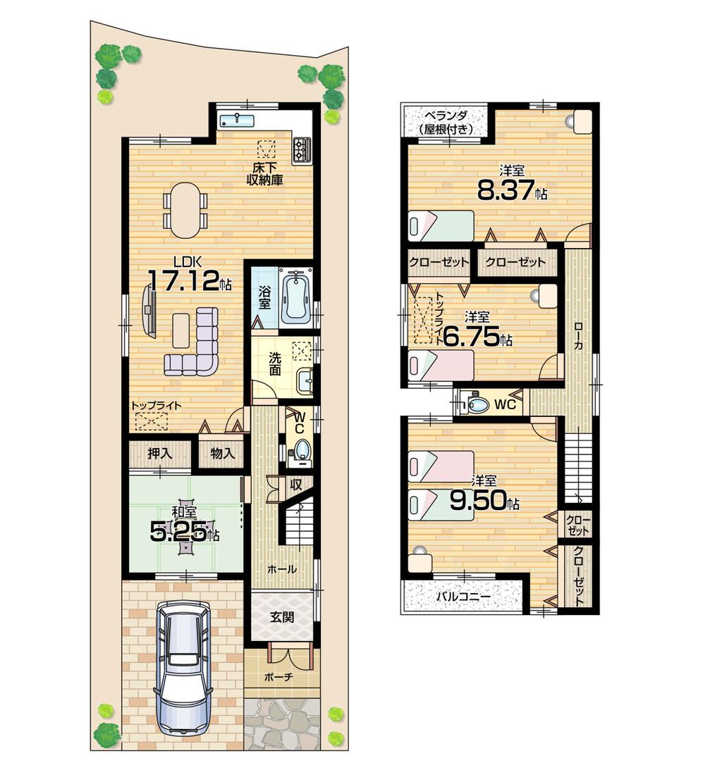 Floor plan. (No. 7 locations), Price 28,300,000 yen, 4LDK, Land area 105.02 sq m , Building area 110.98 sq m