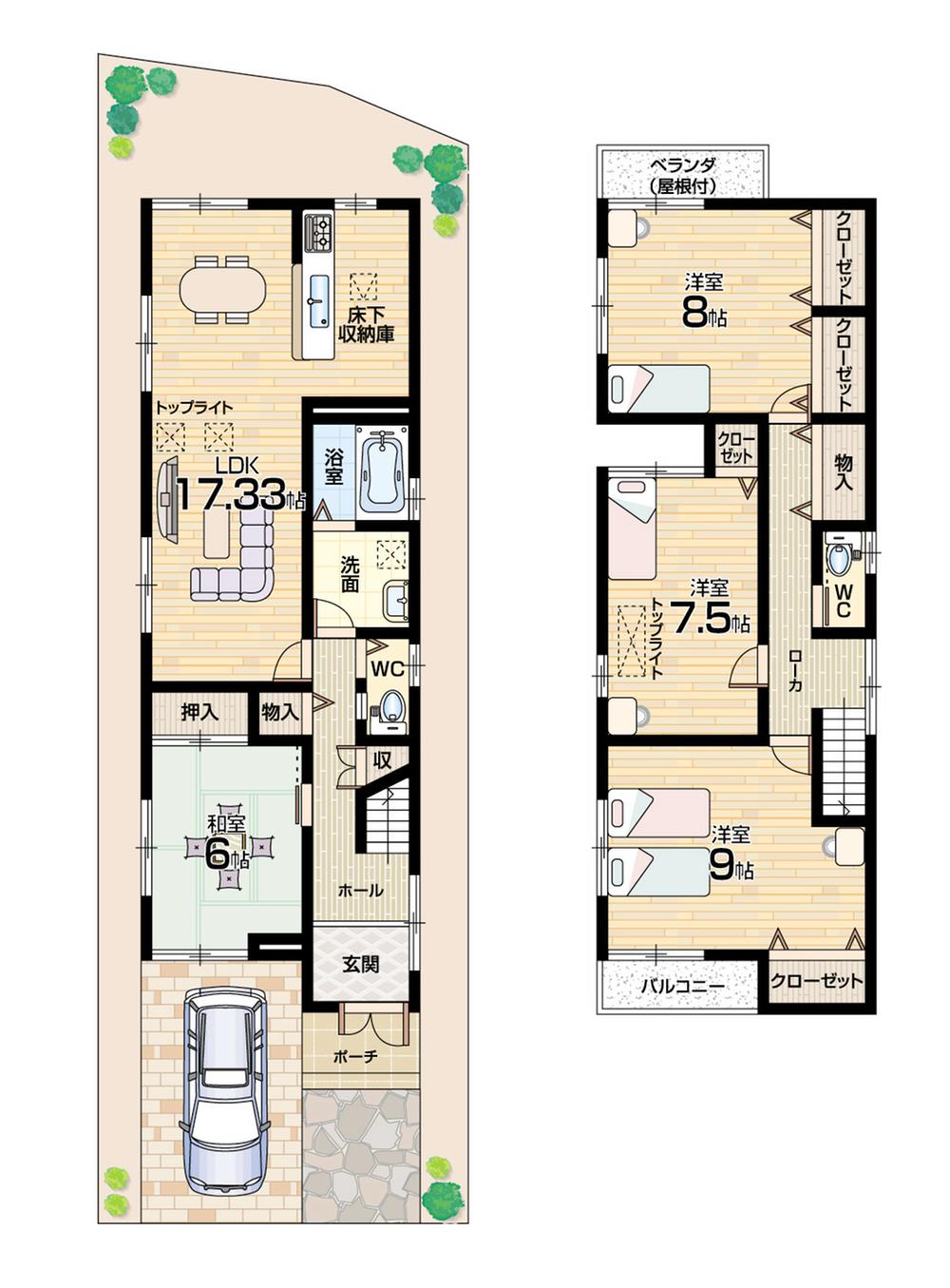Floor plan. (No. 8 locations), Price 28.8 million yen, 4LDK, Land area 104.57 sq m , Building area 115.02 sq m