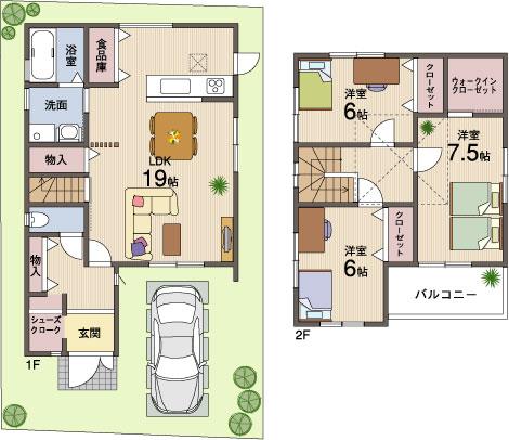 Floor plan. 37,800,000 yen, 3LDK, Land area 100.02 sq m , Building area 97.2 sq m castle No. 3 place Floor 19 quires some living room you can feel the warmth of the wood! 