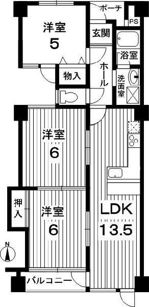 Floor plan. 3LDK, Price 15.5 million yen, Occupied area 66.04 sq m , Balcony area 2.07 sq m