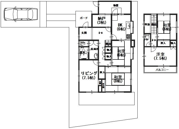 Floor plan. 35,500,000 yen, 4LDK + S (storeroom), Land area 198.16 sq m , Building area 113.31 sq m