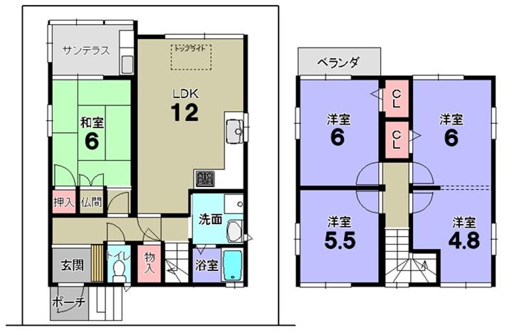 Floor plan. 22.5 million yen, 4LDK, Land area 91.66 sq m , Building area 90.11 sq m
