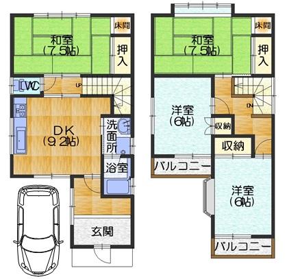 Floor plan. 16,900,000 yen, 4DK, Land area 80.01 sq m , Building area 91.53 sq m