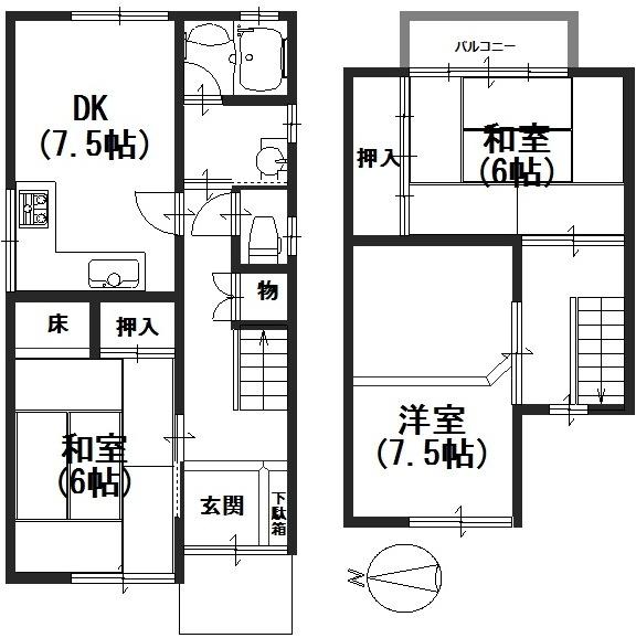 Floor plan. 9.8 million yen, 3DK, Land area 57.89 sq m , Building area 70.39 sq m
