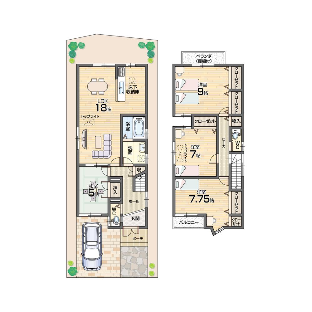 Floor plan. (No. 6 locations), Price 27.6 million yen, 4LDK, Land area 100.15 sq m , Building area 110.57 sq m
