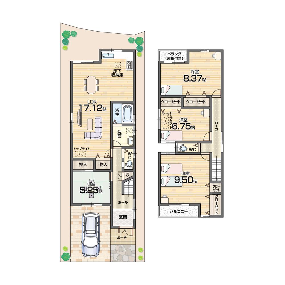Floor plan. (No. 7 locations), Price 28,300,000 yen, 4LDK, Land area 105.02 sq m , Building area 110.98 sq m