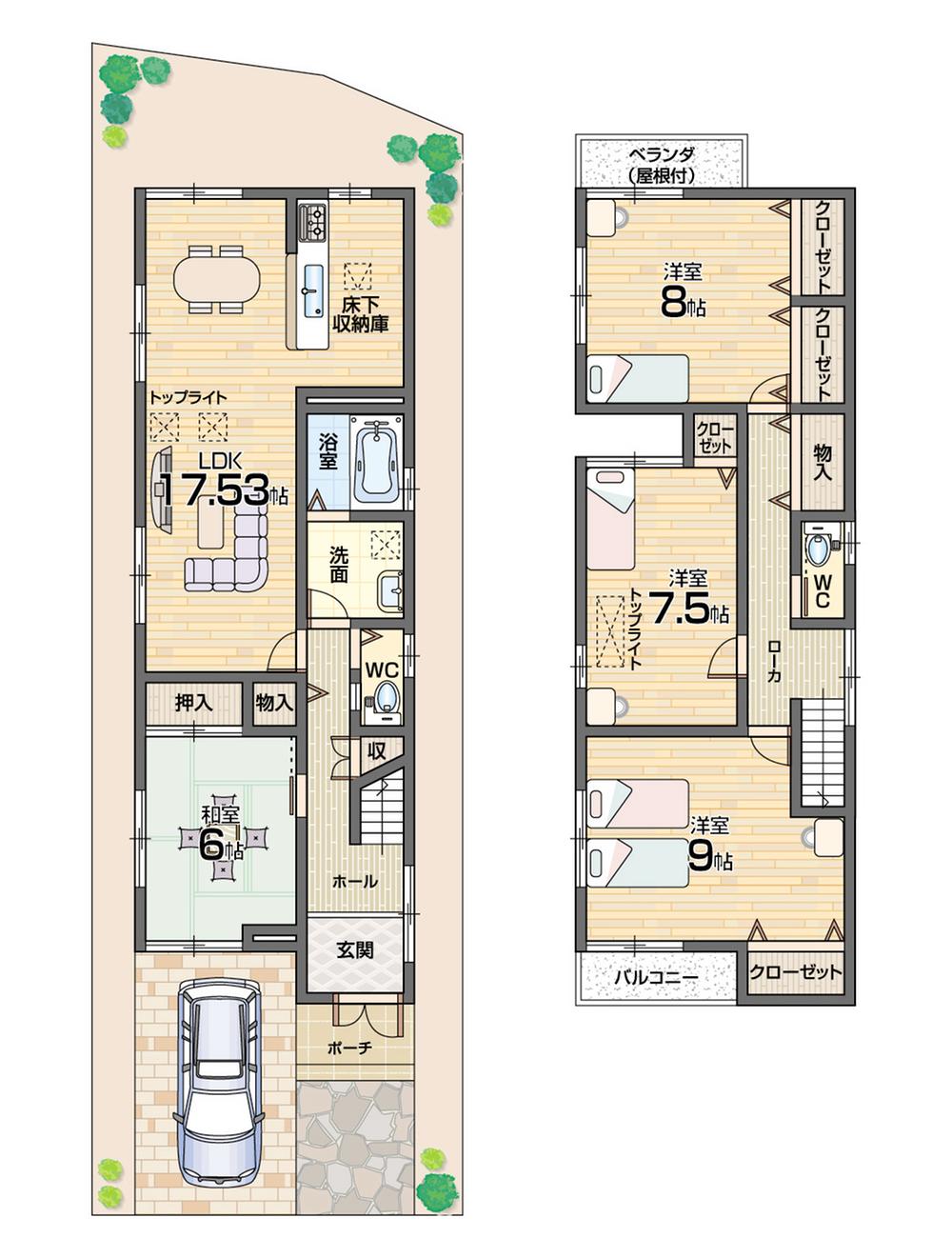 Floor plan. (No. 8 locations), Price 28.8 million yen, 4LDK, Land area 104.57 sq m , Building area 115.02 sq m