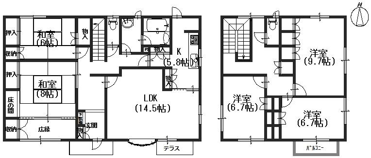 Floor plan. 53,800,000 yen, 5LDK, Land area 274.01 sq m , Building area 154.85 sq m