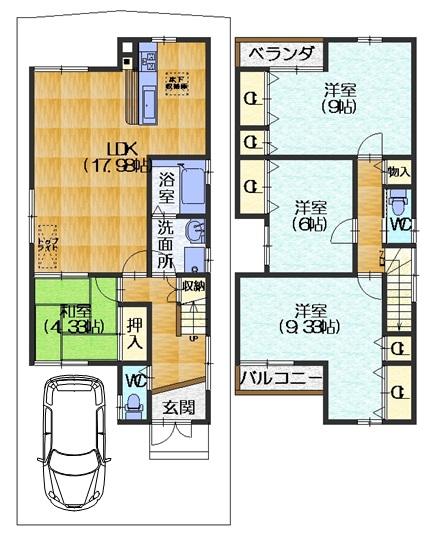 Floor plan. (No. 1 point), Price 27,700,000 yen, 4LDK, Land area 100.07 sq m , Building area 108.54 sq m