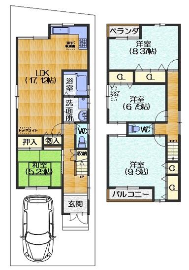 Floor plan. (No. 5 locations), Price 27,700,000 yen, 4LDK, Land area 100.1 sq m , Building area 110.98 sq m