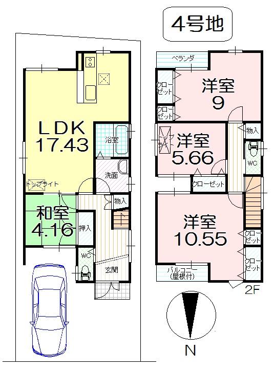 Floor plan. (No. 4 locations), Price 28 million yen, 4LDK, Land area 100.28 sq m , Building area 111.24 sq m