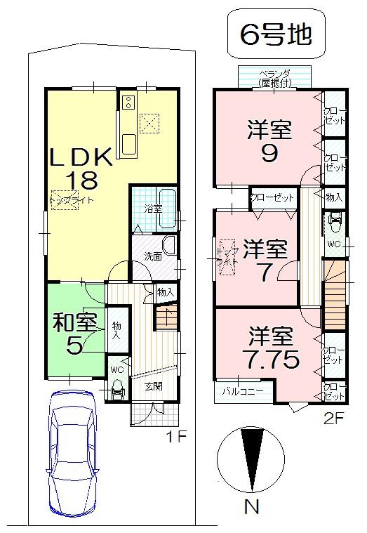 Floor plan. (No. 6 locations), Price 27.6 million yen, 4LDK, Land area 100.15 sq m , Building area 110.57 sq m