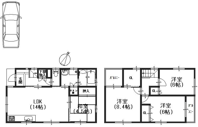 Floor plan. 30,800,000 yen, 4LDK, Land area 110.14 sq m , Building area 88.47 sq m