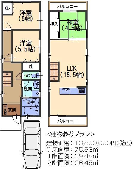 Compartment figure. Land price 10 million yen, Land area 73.32 sq m