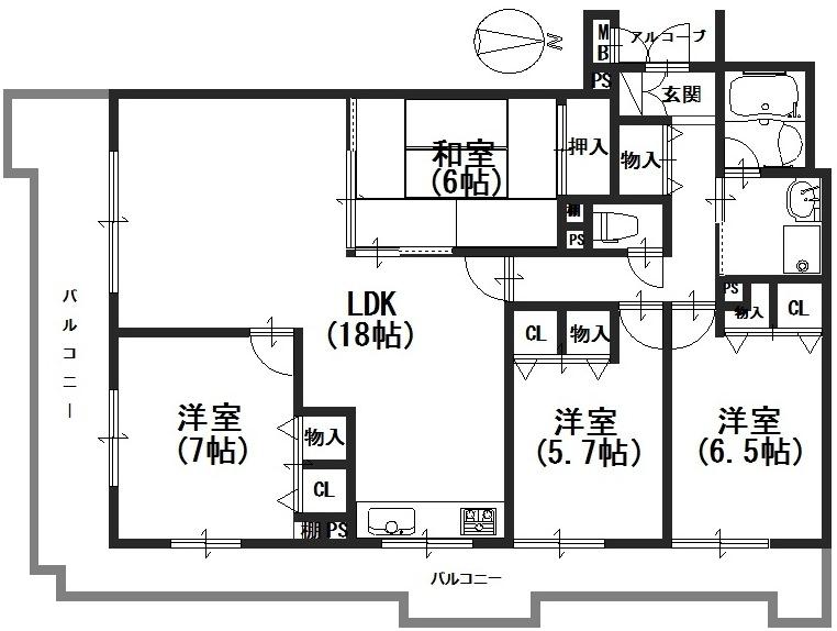 Floor plan. 4LDK, Price 24,300,000 yen, Occupied area 90.78 sq m , Balcony area 28.43 sq m
