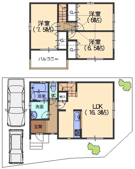 Floor plan. (Phase 2 No. 4 place C plan), Price 37,349,000 yen, 3LDK, Land area 105.57 sq m , Building area 84.89 sq m