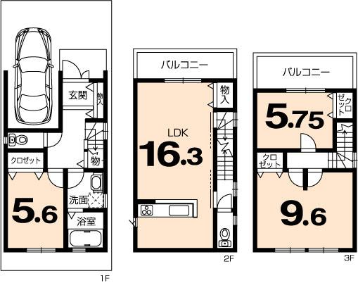 Floor plan. 25,800,000 yen, 3LDK, Land area 59.28 sq m , Building area 98.56 sq m 3 floor of the east side of the room by a partition, 3LDK is okay increasingly transform your family to 4LDK