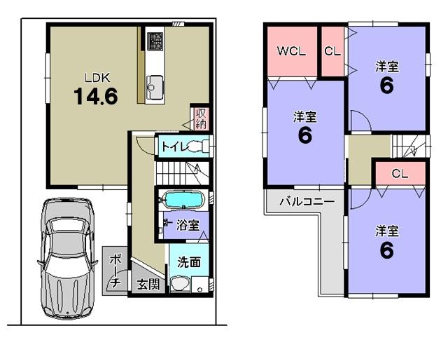 Floor plan. 26,800,000 yen, 3LDK, Land area 65.94 sq m , Building area 77.76 sq m