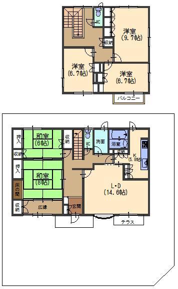Floor plan. 53,800,000 yen, 5LDK, Land area 274.01 sq m , Building area 154.85 sq m