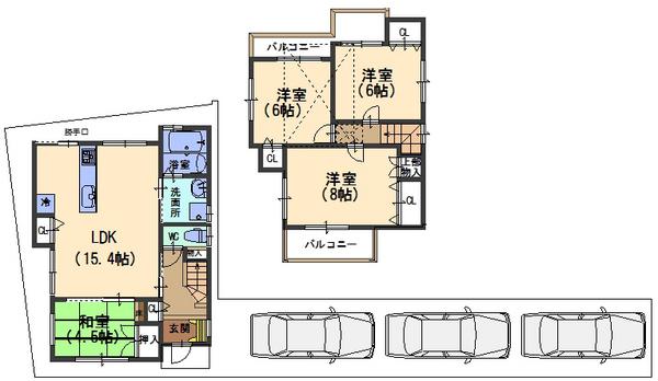 Floor plan. (B No. land), Price 37,800,000 yen, 4LDK, Land area 119.05 sq m , Building area 89.03 sq m