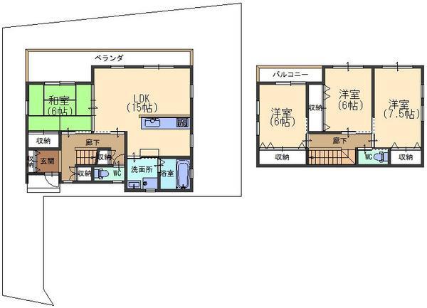 Floor plan. 39,800,000 yen, 4LDK, Land area 185.76 sq m , Building area 99.63 sq m