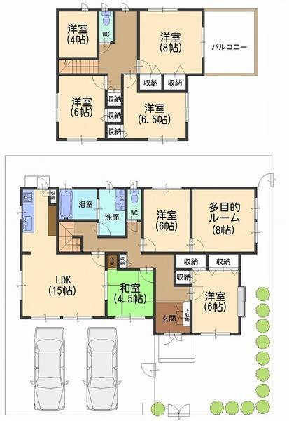 Floor plan. 69,800,000 yen, 8LDK, Land area 258.97 sq m , Building area 163.09 sq m