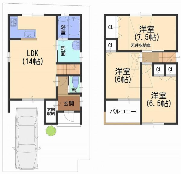 Floor plan. (No. 4 locations), Price 23,980,000 yen, 3LDK, Land area 78.89 sq m , Building area 76.14 sq m