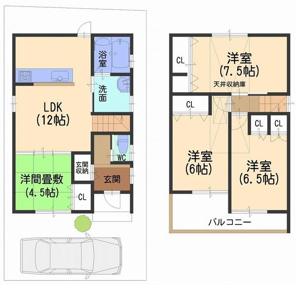 Floor plan. (No. 6 locations), Price 26,400,000 yen, 3LDK, Land area 78.63 sq m , Building area 83.43 sq m