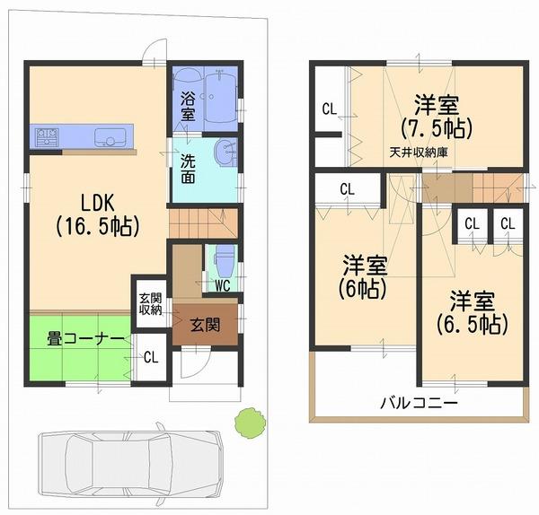 Floor plan. (No. 7 locations), Price 25,980,000 yen, 3LDK, Land area 78.24 sq m , Building area 83.43 sq m