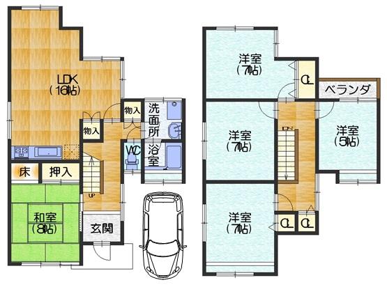 Floor plan. 23.8 million yen, 5LDK, Land area 100 sq m , Building area 112.58 sq m