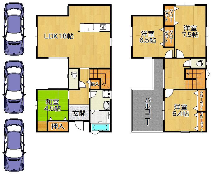 Other building plan example. Building plan example (No. 3 locations) Building price 12.8 million yen, Building area 106 sq m