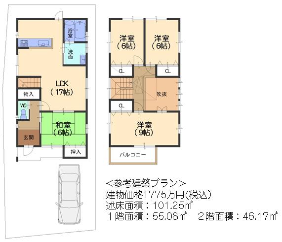 Compartment figure. Land price 22,050,000 yen, Land area 127.44 sq m
