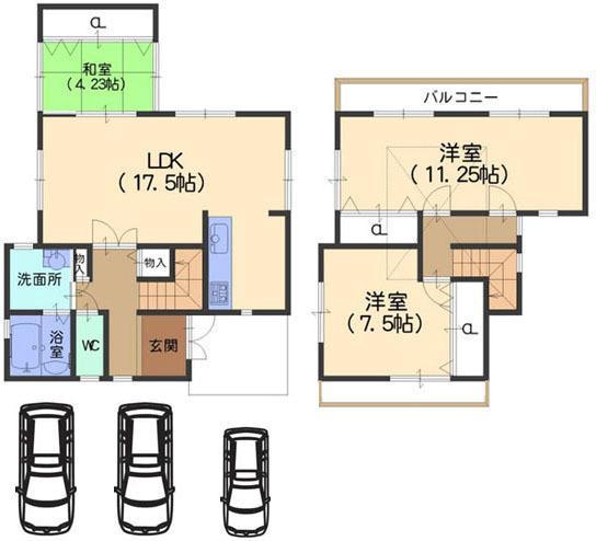 Floor plan. 46,500,000 yen, 3LDK, Land area 160.07 sq m , Building area 96.67 sq m
