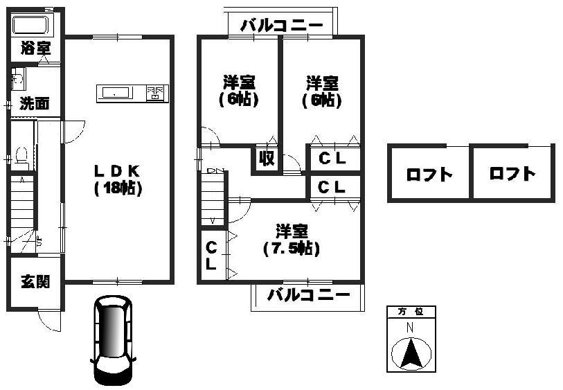 Floor plan. 31,800,000 yen, 3LDK, Land area 87.97 sq m , Building area 90.72 sq m   ☆ South-facing !! Spacious 3LDK !! ☆ 