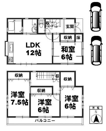 Floor plan. 36 million yen, 4LDK, Land area 185.76 sq m , Building area 93.96 sq m