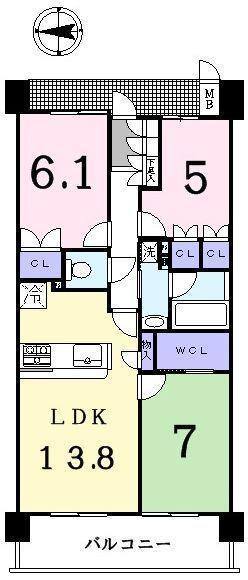 Floor plan. 3LDK, Price 27.6 million yen, Occupied area 66.41 sq m