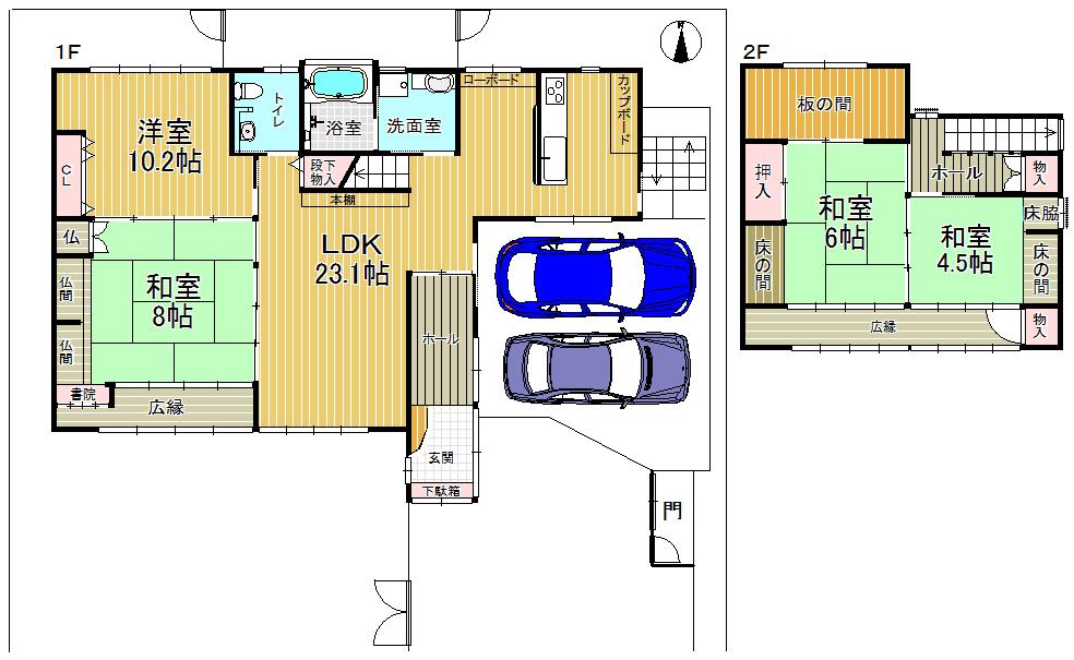 Floor plan. 65 million yen, 4LDK, Land area 295 sq m , Building area 151.84 sq m
