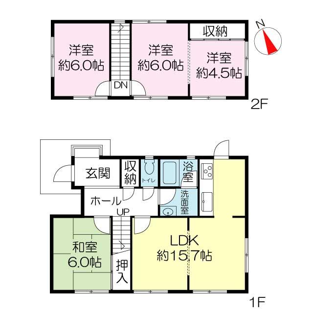 Floor plan. 35.4 million yen, 4LDK, Land area 192.1 sq m , The building is the area 88.6 sq m Zenshitsuminami arranged floor plan in facing !!
