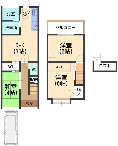 Floor plan. 12.9 million yen, 3DK, Land area 61.46 sq m , Building area 57.22 sq m