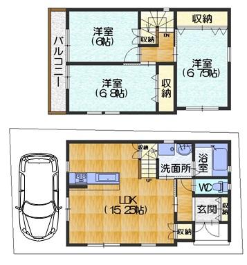 Floor plan. (No. 2 locations), Price 26,540,000 yen, 3LDK, Land area 75.1 sq m , Building area 81 sq m